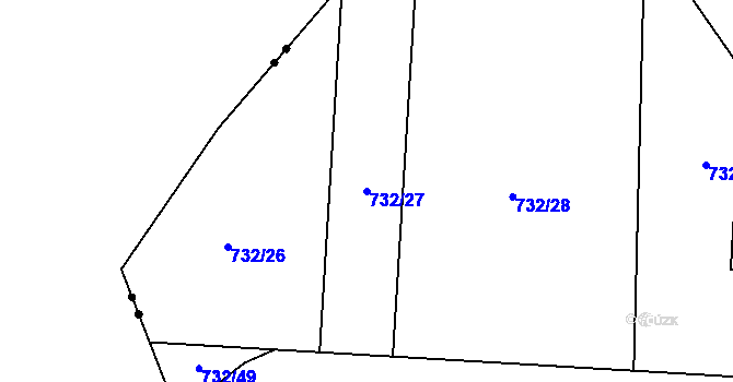 Parcela st. 732/27 v KÚ Lazec, Katastrální mapa