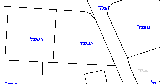 Parcela st. 732/40 v KÚ Lazec, Katastrální mapa