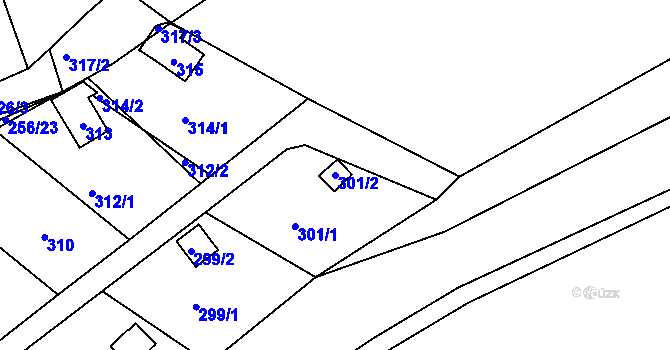 Parcela st. 301/2 v KÚ Lazec, Katastrální mapa