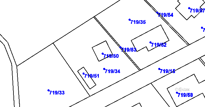 Parcela st. 719/50 v KÚ Lazec, Katastrální mapa