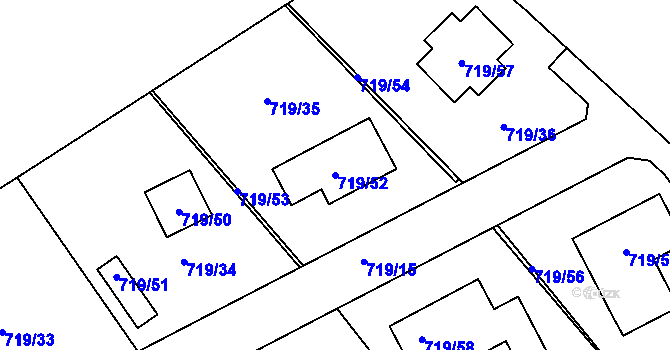 Parcela st. 719/52 v KÚ Lazec, Katastrální mapa