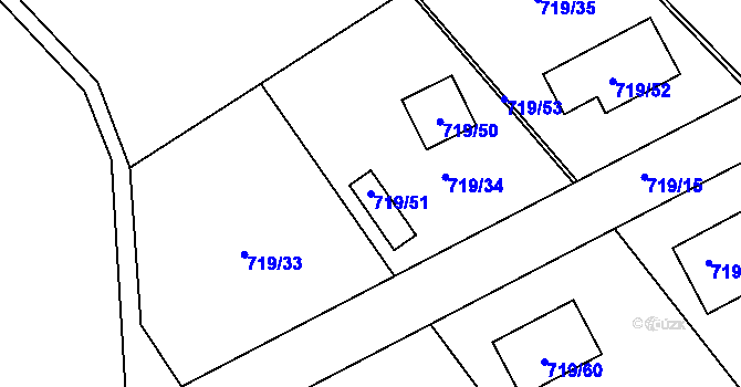 Parcela st. 719/51 v KÚ Lazec, Katastrální mapa