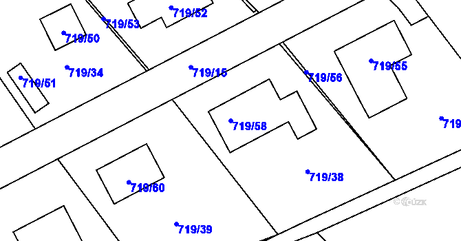 Parcela st. 719/58 v KÚ Lazec, Katastrální mapa