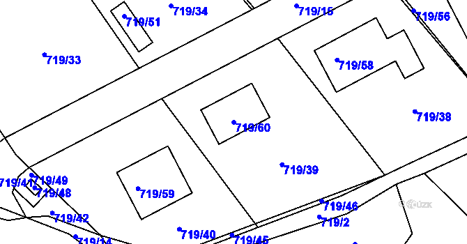 Parcela st. 719/60 v KÚ Lazec, Katastrální mapa