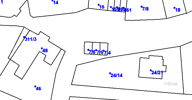 Parcela st. 7/5 v KÚ Kozlany, Katastrální mapa