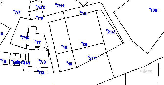 Parcela st. 20 v KÚ Kozlany, Katastrální mapa