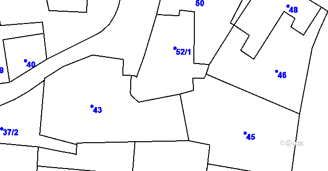 Parcela st. 52/2 v KÚ Kozlany, Katastrální mapa