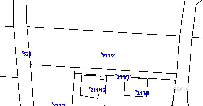 Parcela st. 211/2 v KÚ Kozlany, Katastrální mapa
