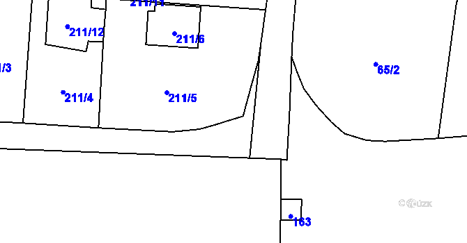 Parcela st. 211/7 v KÚ Kozlany, Katastrální mapa