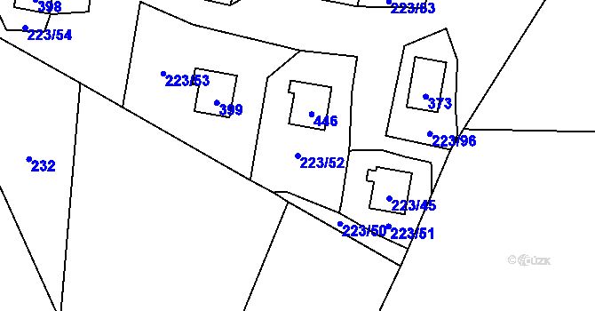 Parcela st. 223/52 v KÚ Kozlany, Katastrální mapa