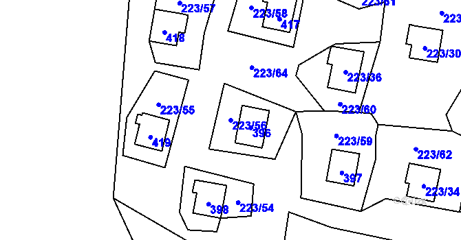 Parcela st. 223/56 v KÚ Kozlany, Katastrální mapa