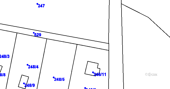 Parcela st. 248/7 v KÚ Kozlany, Katastrální mapa