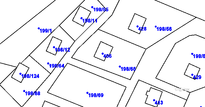 Parcela st. 406 v KÚ Kozlany, Katastrální mapa