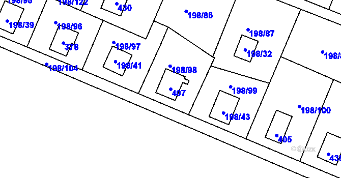 Parcela st. 407 v KÚ Kozlany, Katastrální mapa