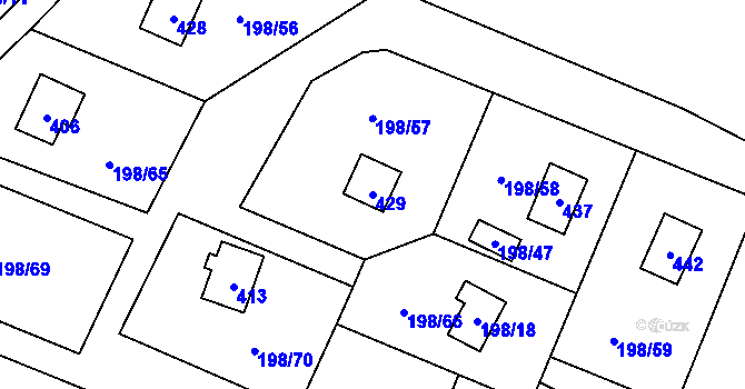 Parcela st. 429 v KÚ Kozlany, Katastrální mapa