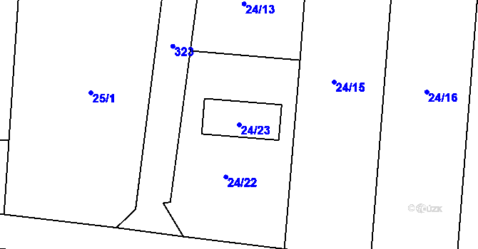 Parcela st. 24/23 v KÚ Kozlany, Katastrální mapa
