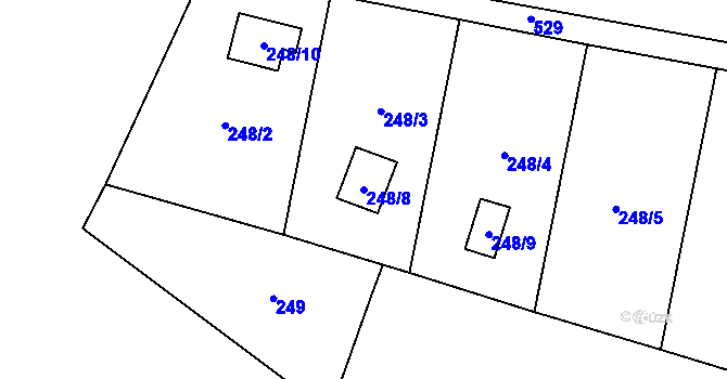 Parcela st. 248/8 v KÚ Kozlany, Katastrální mapa