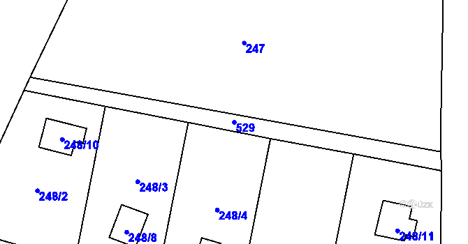 Parcela st. 529 v KÚ Kozlany, Katastrální mapa