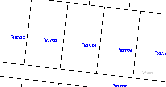 Parcela st. 537/24 v KÚ Kozlany, Katastrální mapa