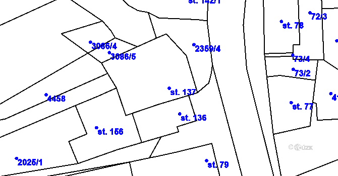 Parcela st. 137 v KÚ Kozlany u Vyškova, Katastrální mapa