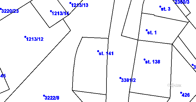 Parcela st. 141 v KÚ Kozlany u Vyškova, Katastrální mapa