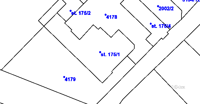 Parcela st. 175/1 v KÚ Kozlany u Vyškova, Katastrální mapa