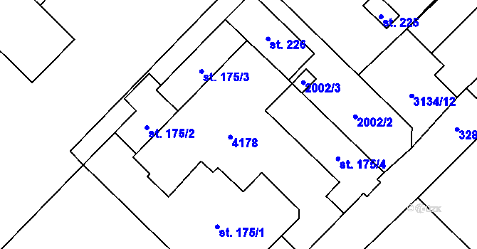Parcela st. 175/5 v KÚ Kozlany u Vyškova, Katastrální mapa