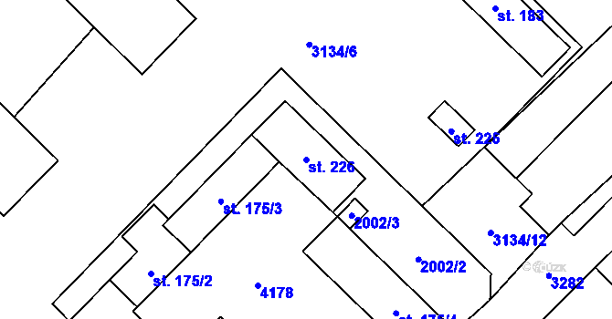 Parcela st. 226 v KÚ Kozlany u Vyškova, Katastrální mapa