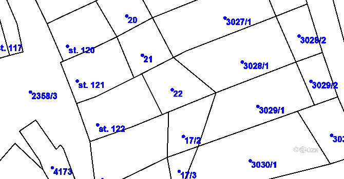 Parcela st. 22 v KÚ Kozlany u Vyškova, Katastrální mapa