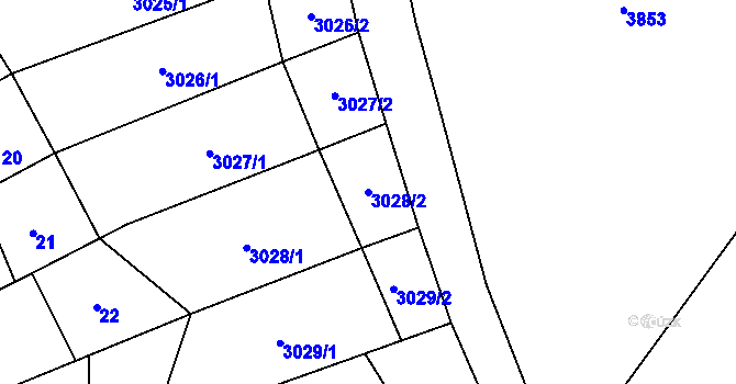 Parcela st. 3028/2 v KÚ Kozlany u Vyškova, Katastrální mapa