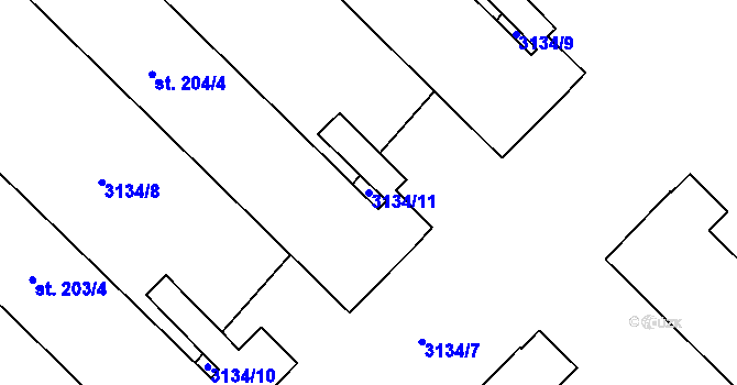 Parcela st. 3134/11 v KÚ Kozlany u Vyškova, Katastrální mapa