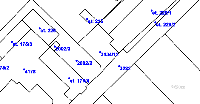 Parcela st. 3134/12 v KÚ Kozlany u Vyškova, Katastrální mapa