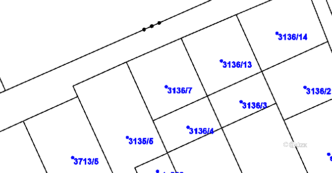 Parcela st. 3136/7 v KÚ Kozlany u Vyškova, Katastrální mapa