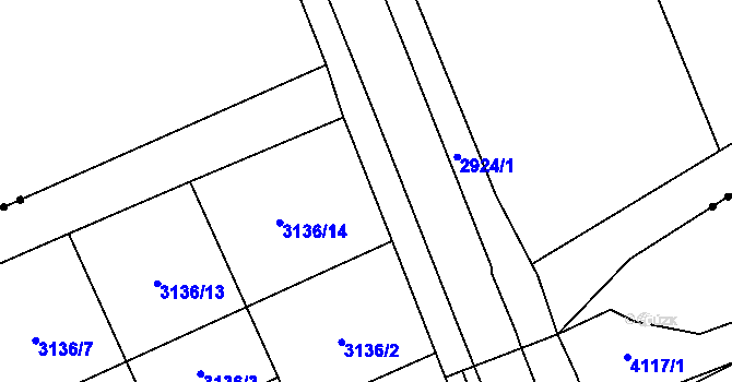 Parcela st. 3136/12 v KÚ Kozlany u Vyškova, Katastrální mapa