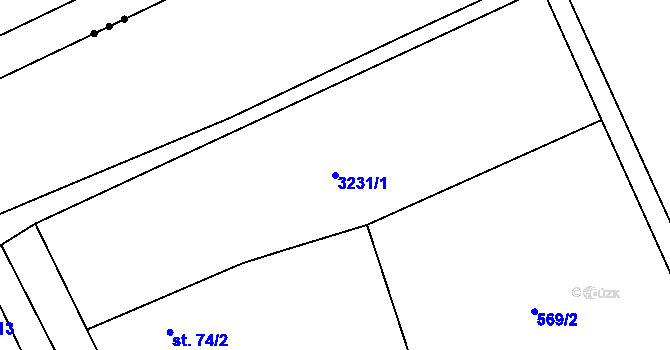Parcela st. 3231/1 v KÚ Kozlany u Vyškova, Katastrální mapa