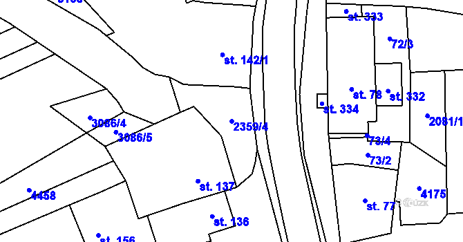 Parcela st. 2359/4 v KÚ Kozlany u Vyškova, Katastrální mapa