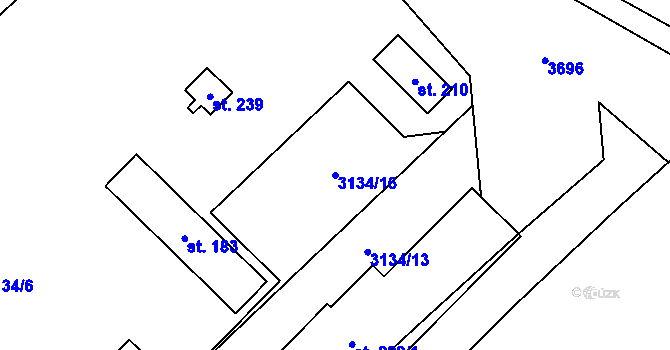 Parcela st. 3134/16 v KÚ Kozlany u Vyškova, Katastrální mapa
