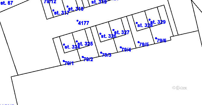 Parcela st. 79/3 v KÚ Kozlany u Vyškova, Katastrální mapa
