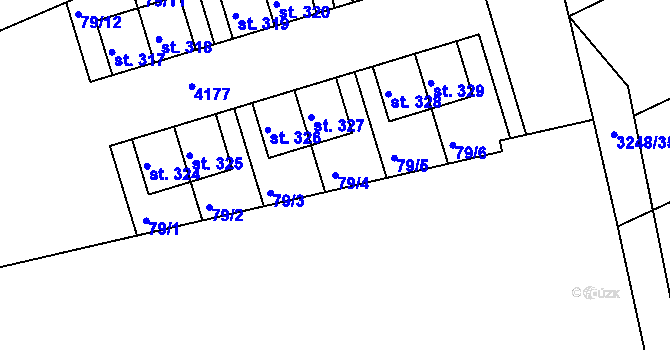 Parcela st. 79/4 v KÚ Kozlany u Vyškova, Katastrální mapa