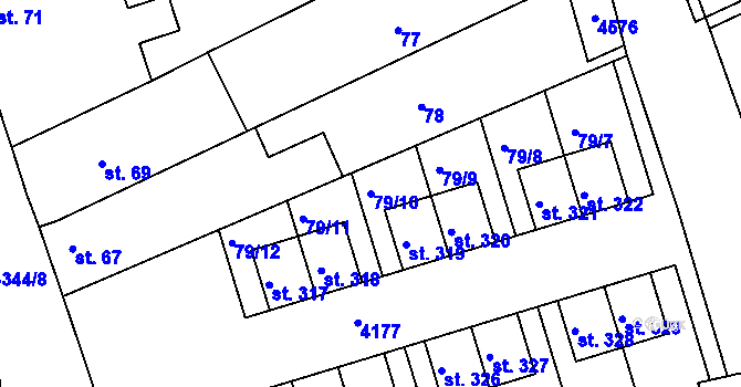 Parcela st. 79/10 v KÚ Kozlany u Vyškova, Katastrální mapa