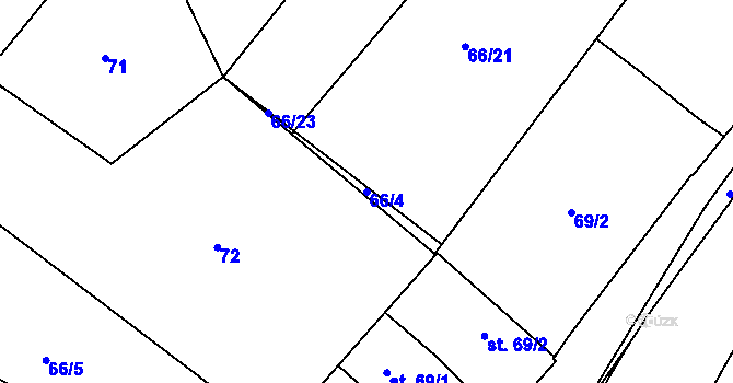 Parcela st. 66/4 v KÚ Kozlov nad Otavou, Katastrální mapa