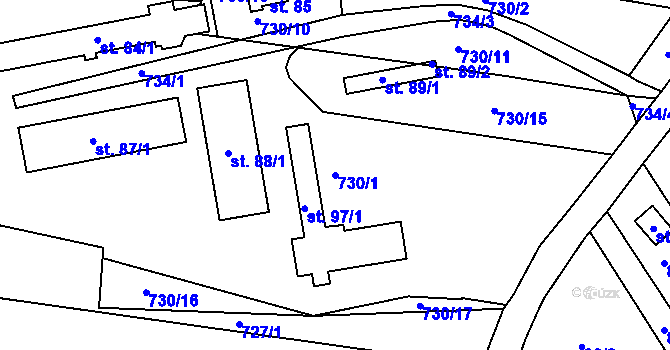 Parcela st. 730/1 v KÚ Kozlov nad Otavou, Katastrální mapa