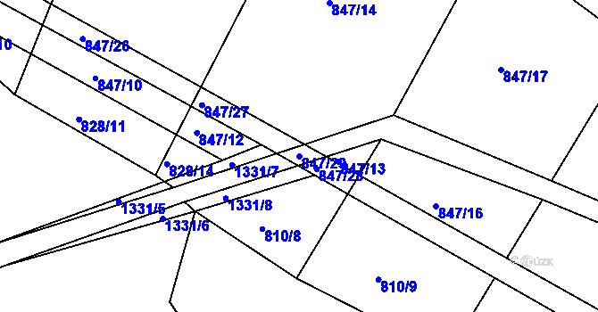Parcela st. 847/29 v KÚ Kozlov nad Otavou, Katastrální mapa