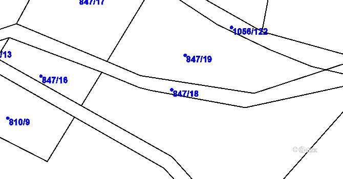 Parcela st. 847/18 v KÚ Kozlov nad Otavou, Katastrální mapa