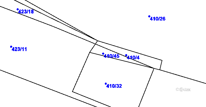 Parcela st. 410/45 v KÚ Kozlov nad Otavou, Katastrální mapa