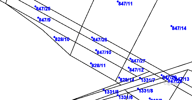 Parcela st. 847/10 v KÚ Kozlov nad Otavou, Katastrální mapa