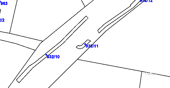 Parcela st. 932/11 v KÚ Kozlov, Katastrální mapa