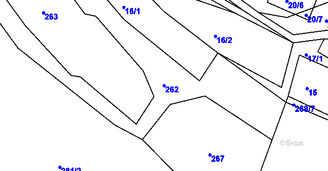 Parcela st. 262 v KÚ Kozlov, Katastrální mapa