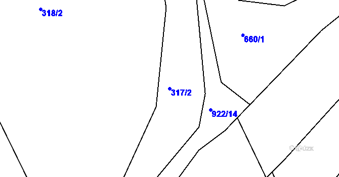 Parcela st. 317/2 v KÚ Kozlov, Katastrální mapa