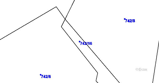 Parcela st. 742/16 v KÚ Pávice, Katastrální mapa